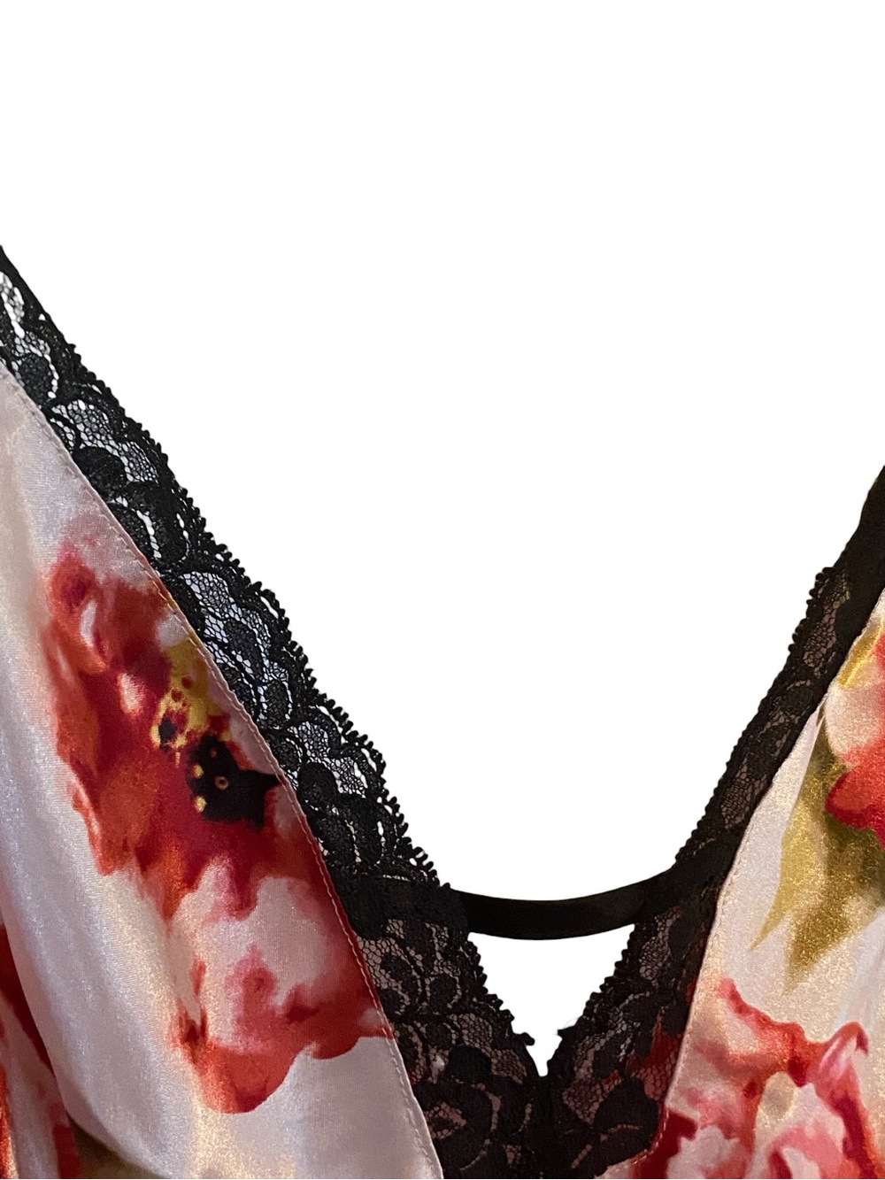 Valerie Stevens floral red roses pink Satin lace trim Coquette lingerie nightie - Picture 3 of 9